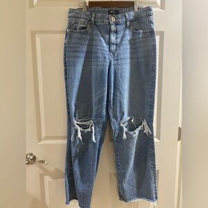 Edgely by Maurice’s Distressed Straight-Leg Jeans in Light Blue
